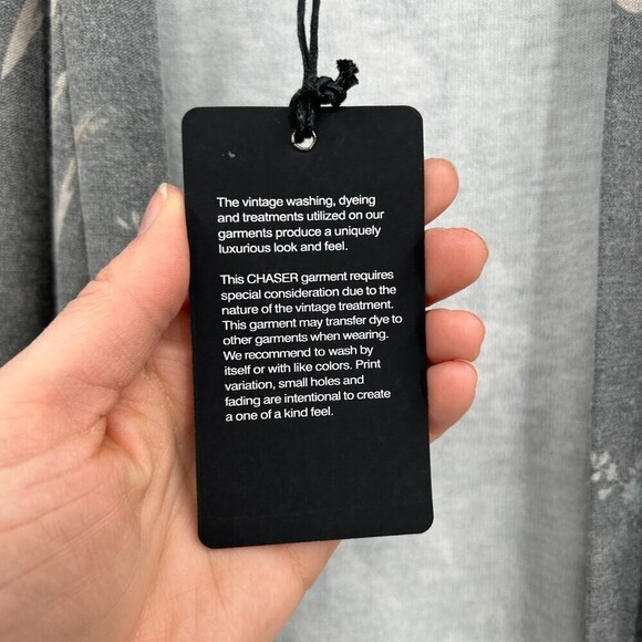 NWT CHASER Gray Vintage Floral Print Puff Sleeve Open Cardigan Sweater Medium - Picture 5 of 5